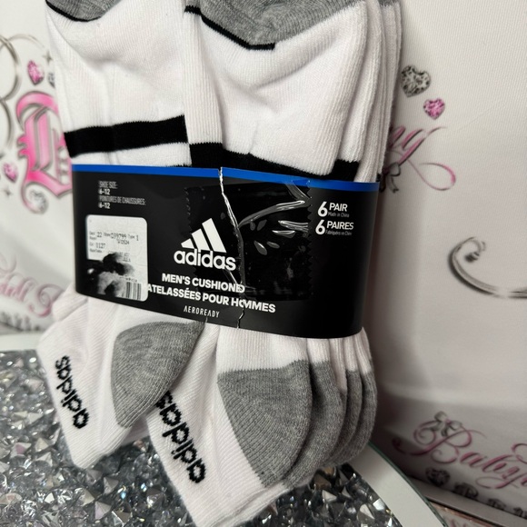 Adidas socks cushioned white grey black men’s 6-12 size brand new in package - Picture 2 of 6